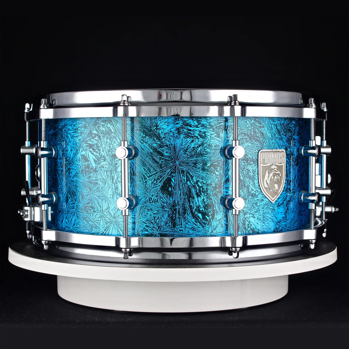 Primas Custom Shop 14"x6.5" White Oak/Mahogany Snare Drum in Blue Crystal Candy