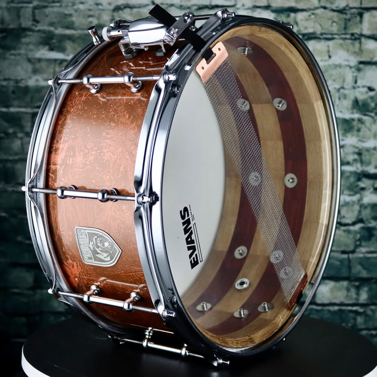 Primas Custom Shop 14"x6.5" White Oak/Padauk Snare Drum in Crystal Copper