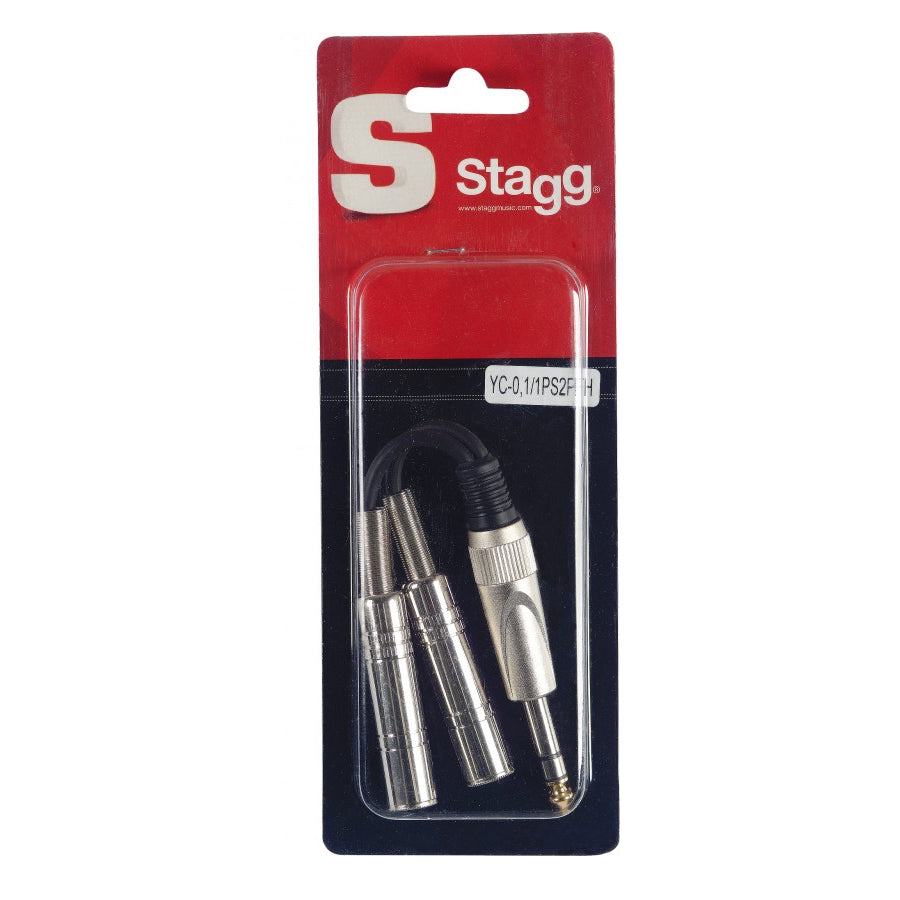 Stagg Audio Adapters - 1 Stereo 1/4" Jack To x2 Mono 1/4" Jack Sockets (1 Per Pack)