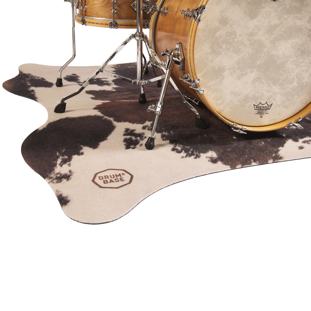 DRUMnBASE Vegan Cow Print Drum Mat in Black/White - 1.85m x 1.6m