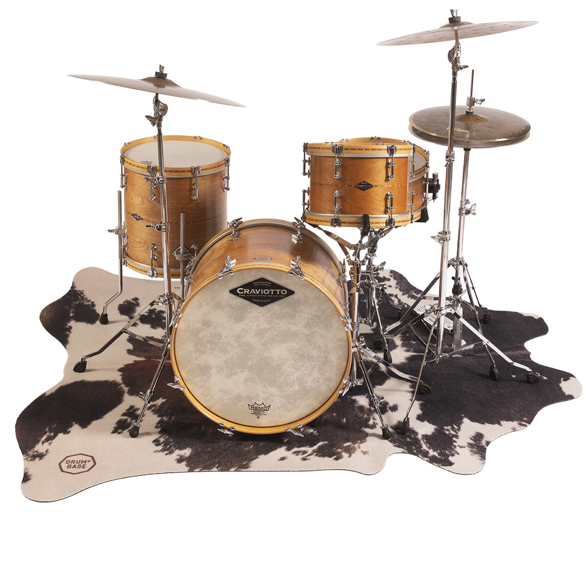 DRUMnBASE Vegan Cow Print Drum Mat in Black/White - 1.85m x 1.6m