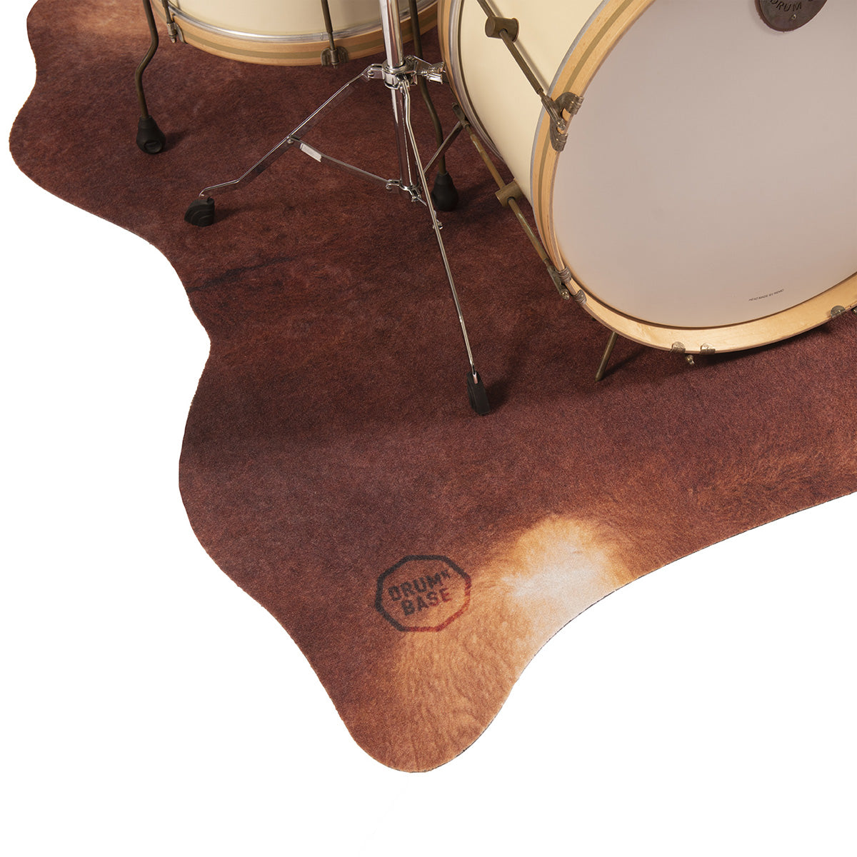 DRUMnBASE Vegan Cow Print Drum Mat in Red/Brown - 1.85m x 1.6m