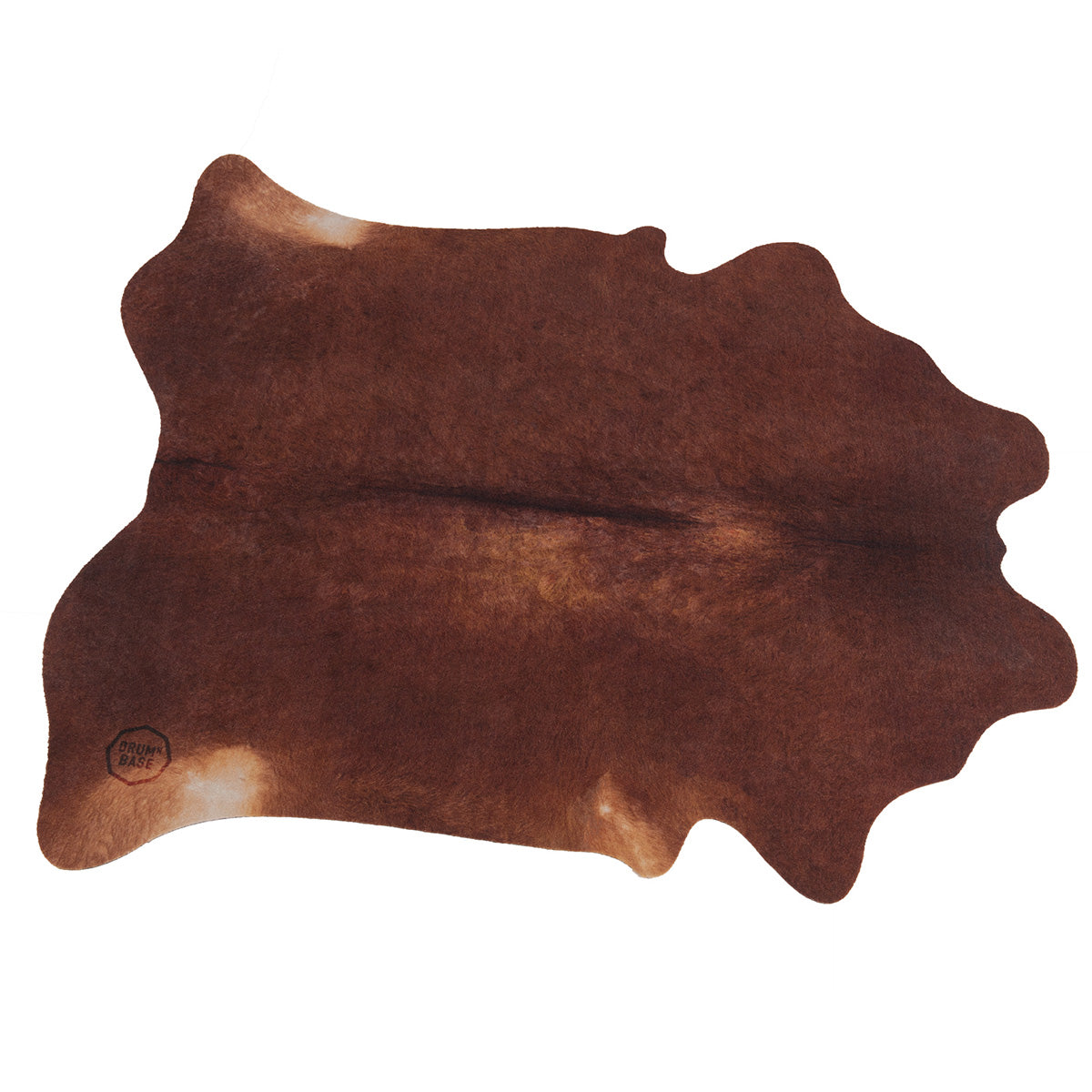 DRUMnBASE Vegan Cow Print Drum Mat in Red/Brown - 1.85m x 1.6m