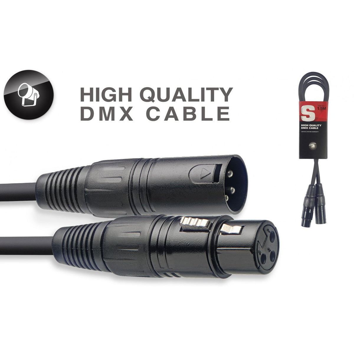 Stagg S-Series DMX Cable for Stage Lights - XLR Male to XLR Female