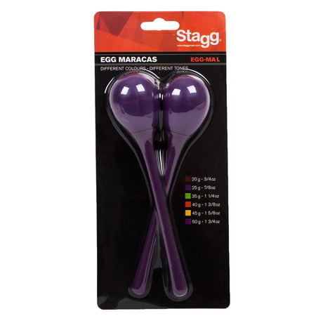 Stagg Egg Maracas with Long Handle in Purple (Pack of 2) 25g