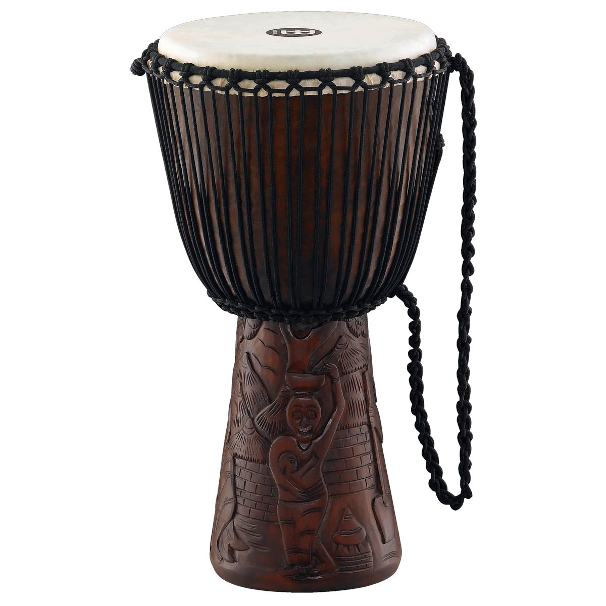 Meinl Professional African Style Rope Tuned Djembe - Village Carving