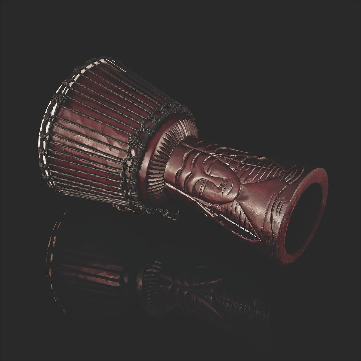 Meinl Professional African Style Rope Tuned Djembe - African Queen Carving