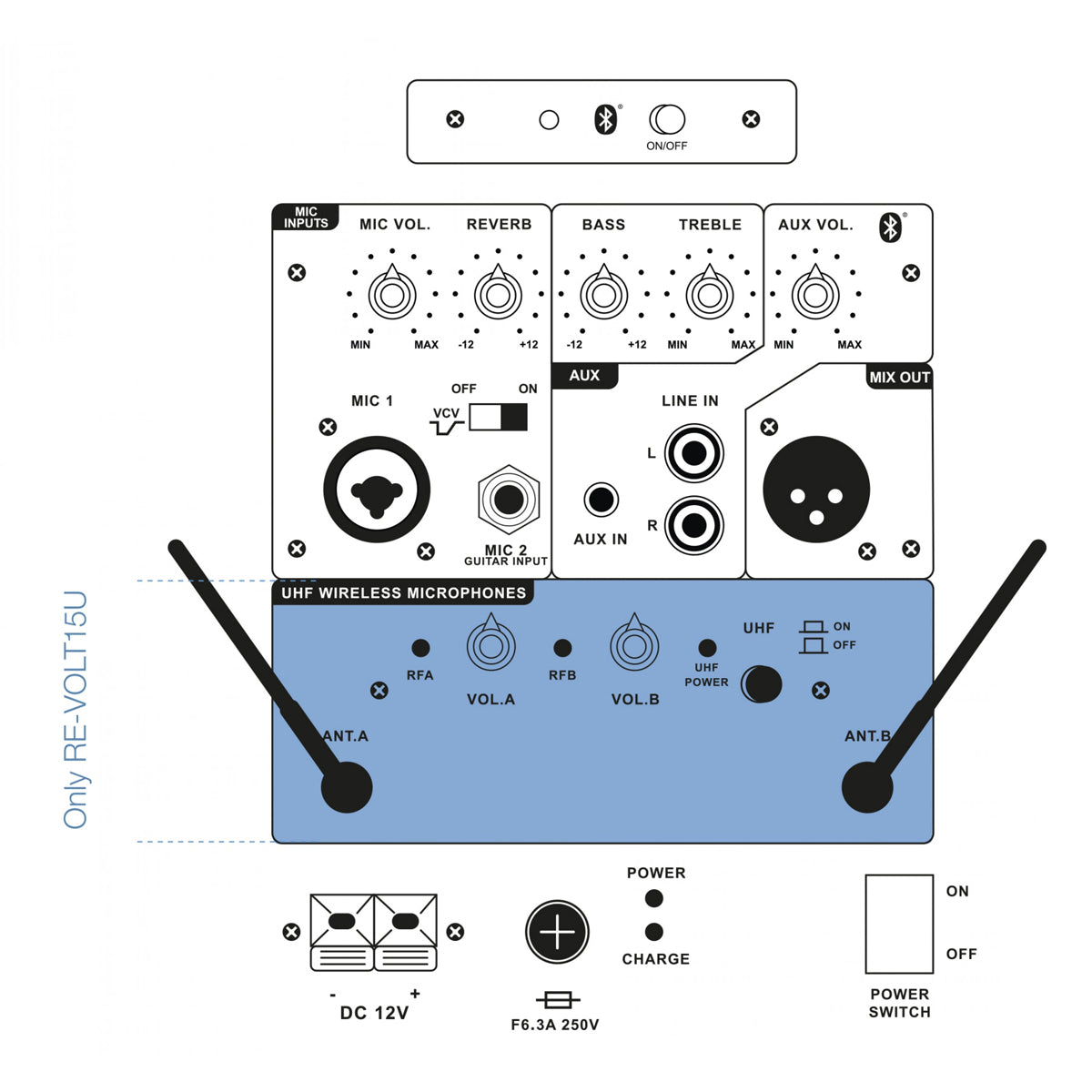 Stagg 15" Portable Speaker with x2 Wireless Microphones