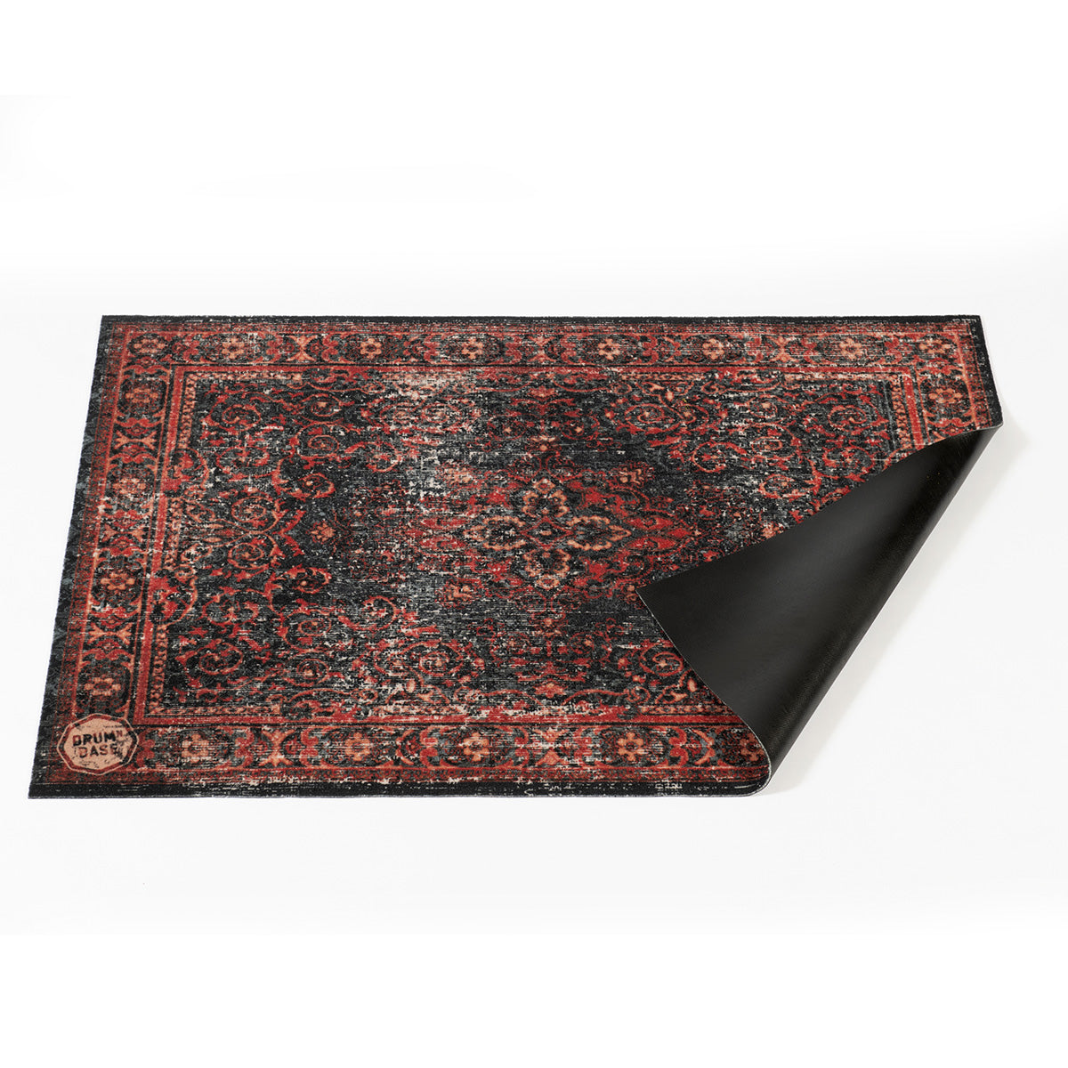 DRUMnBASE Vintage Persian Drum Rug in Black & Red