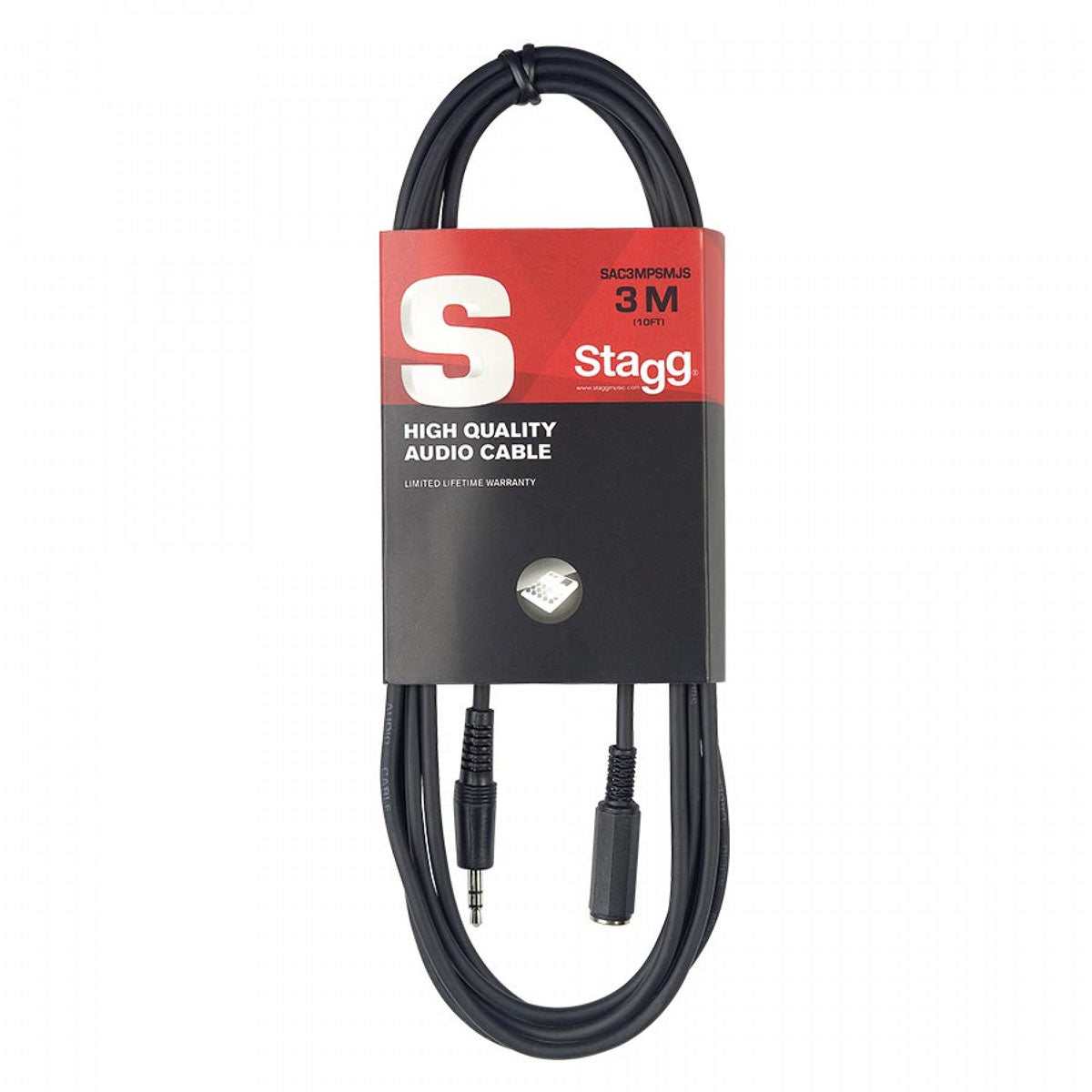 Stagg S-Series Audio Cable - Stereo Mini Jack Socket to Stereo Mini Jack Plug