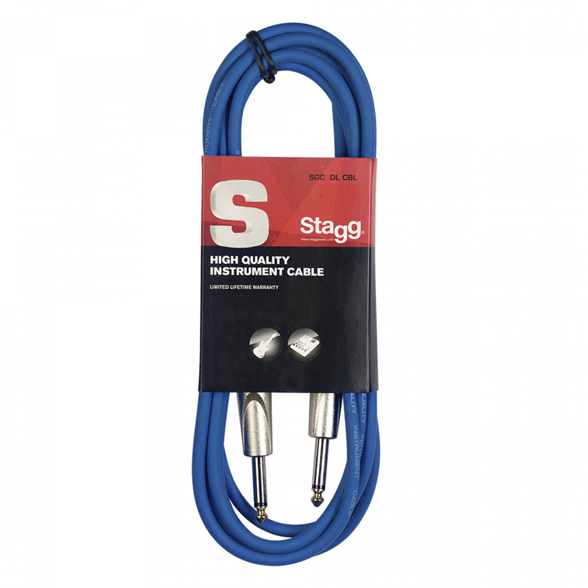 Stagg S-Series Deluxe Coloured Instrument Cable - 1/4" Jack Plug To 1/4" Jack Plug