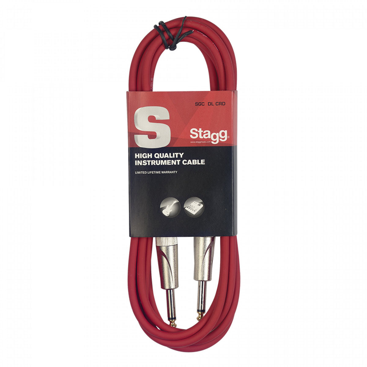 Stagg S-Series Deluxe Coloured Instrument Cable - 1/4" Jack Plug To 1/4" Jack Plug