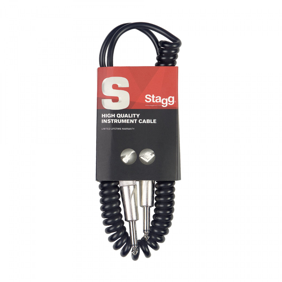 Stagg S-Series Deluxe Curly Instrument Cable - 1/4" Jack Plug To 1/4" Jack Plug