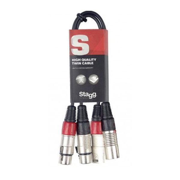 Stagg S-Series Twin Cable - 60cm (2ft) 2 x XLR Male To 2 x XLR Female