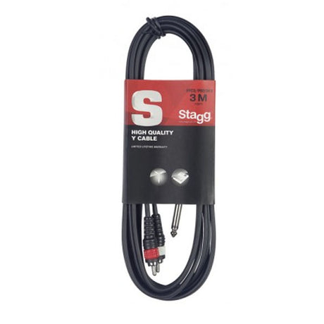 Stagg S-Series Y-Cable - Stereo 1/4" Jack Plug To 2 x Phono (RCA)