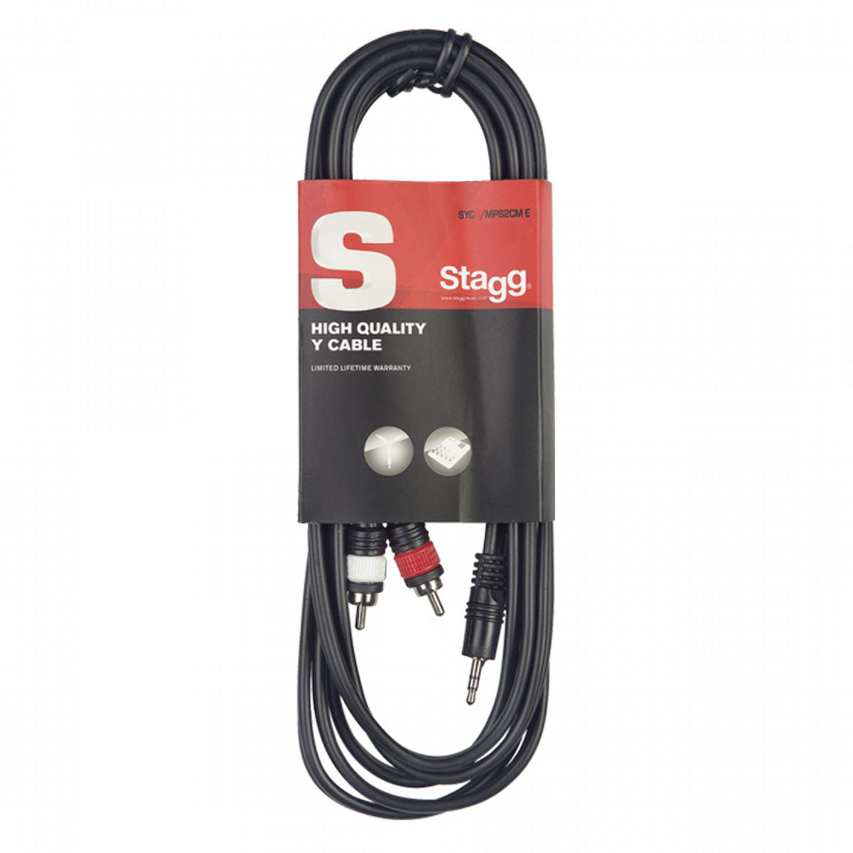 Stagg S-Series Y-Cable - Stereo Mini Jack To 2 x Phono (RCA)