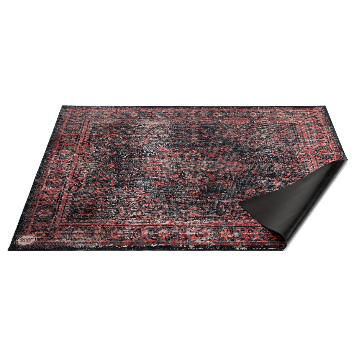 DRUMnBASE Vintage Persian Drum Rug in Black & Red