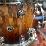 DW Collector's Series Exotic 22"/10"/12"/14"/16" Shell Pack in Natural to Tobacco Fade over Olive Ash Pinstripe