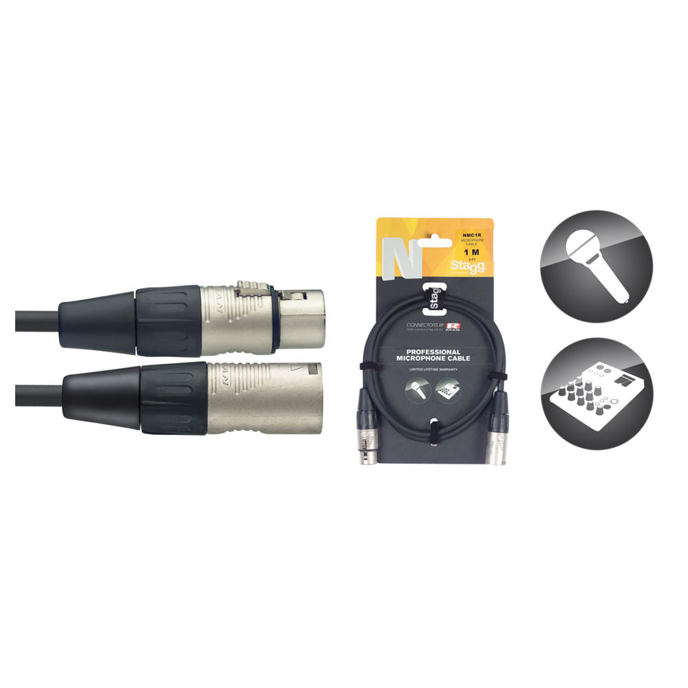 Stagg N-Series Microphone Cable - 1m (3ft) XLR-f to XLR-m