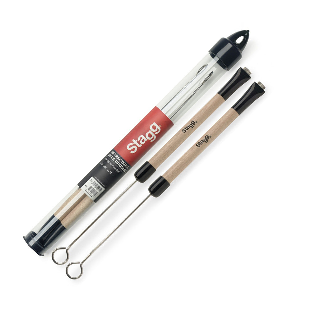 Stagg Telescopic Wire Brushes with Wooden Handle