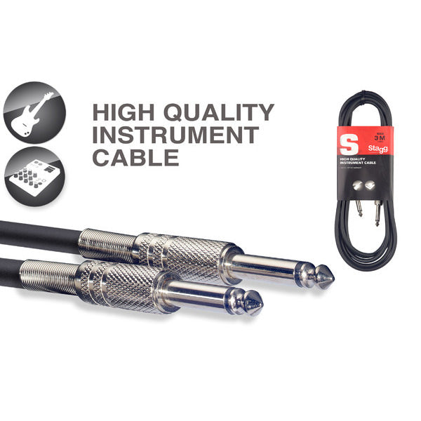 Stagg S-Series Instrument Cable - 3m (10ft) 1/4" Jack Plug to 1/4" Jack Plug