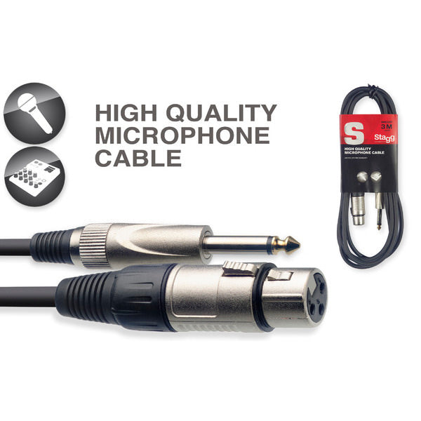 Stagg S-Series Microphone Cable - 3m (10ft) Female XLR To 1/4" Jack Plug