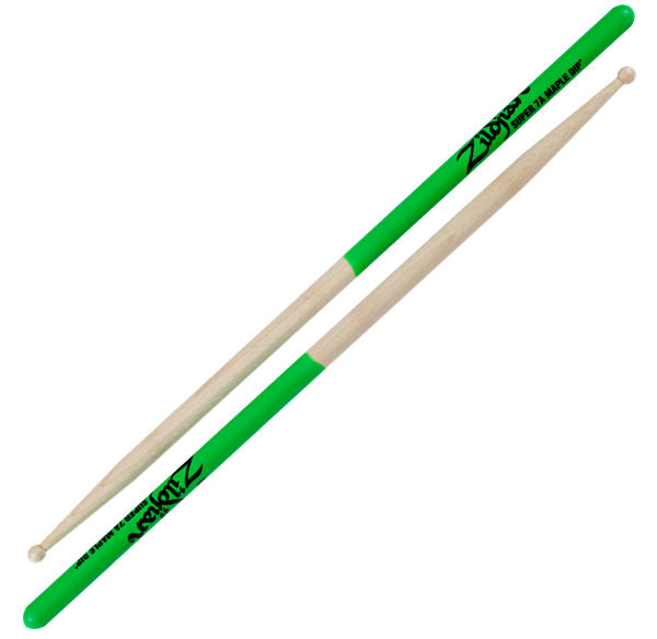 Zildjian Super 7A Maple Dip Drumsticks in Green - Wood Tip