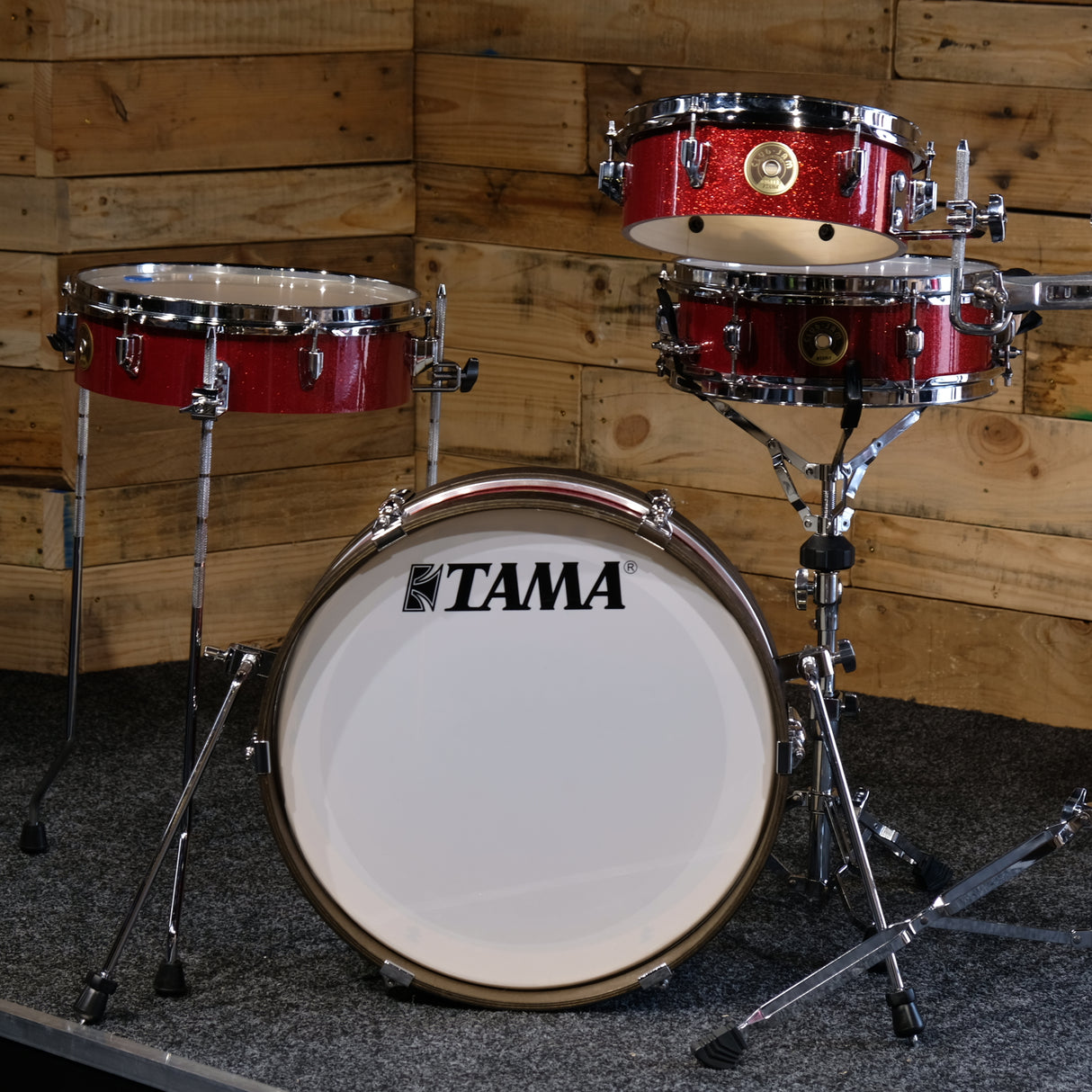 Pre-Owned Tama Club-JAM Pancake Kit Shell Pack in Burnt Red Mist w/Cases