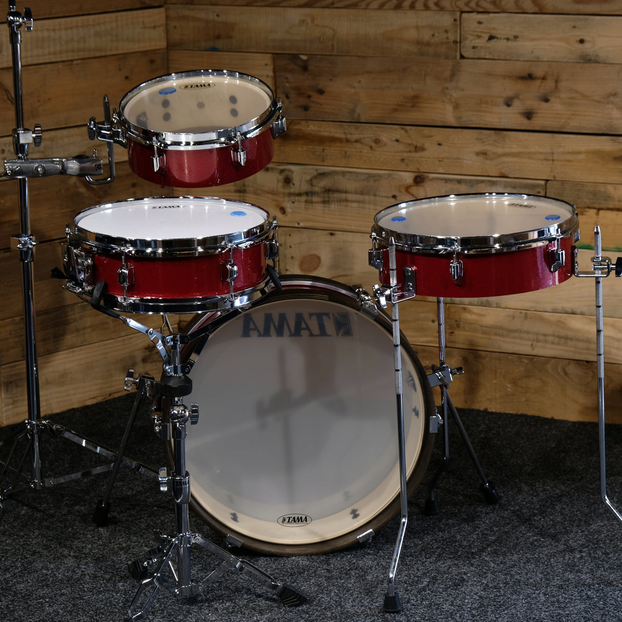 Pre-Owned Tama Club-JAM Pancake Kit Shell Pack in Burnt Red Mist w/Cases
