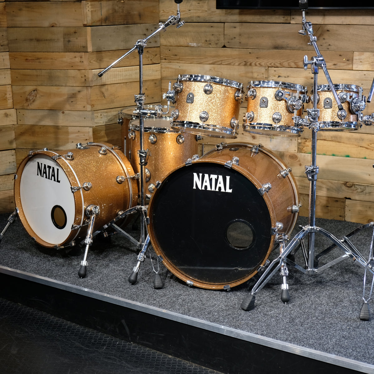 Pre-Owned Natal Café Racer 22″/18" 7-piece Shell Pack in Champagne Sparkle