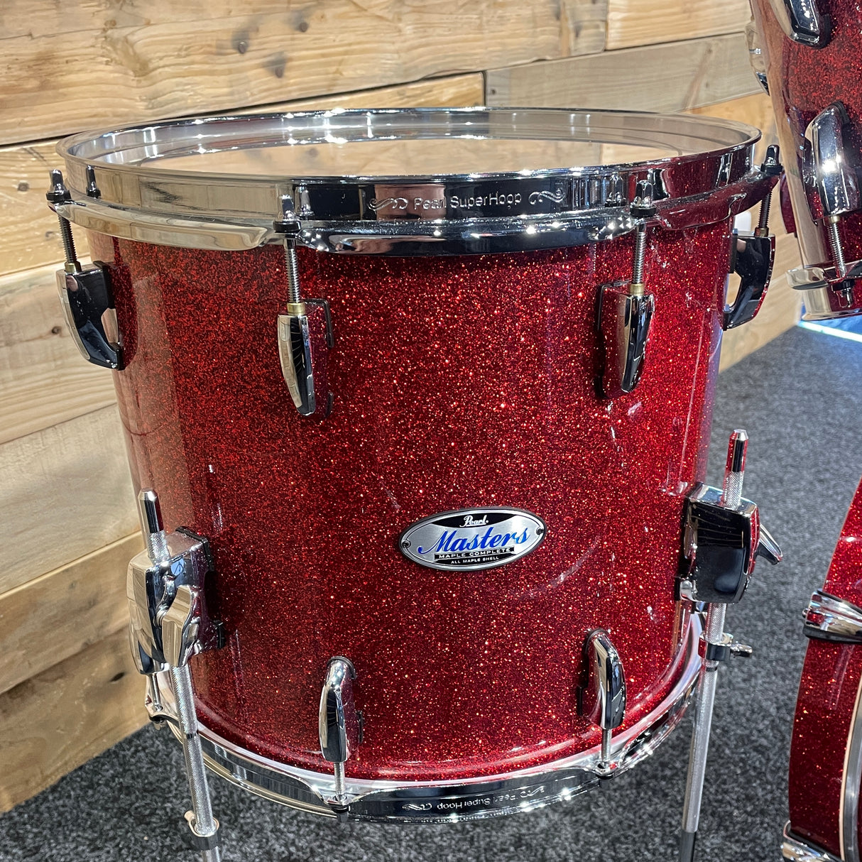 Pre-Owned Pearl Masters Maple Complete Shell Pack In Vermillion Sparkle