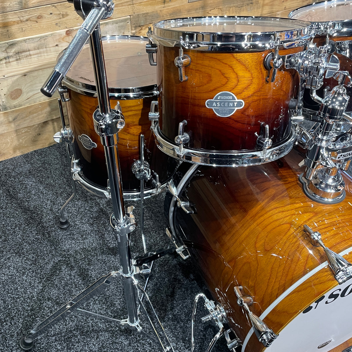 Pre-Owned Sonor Ascent Beech Studio Drum Kit in Burnt Fade