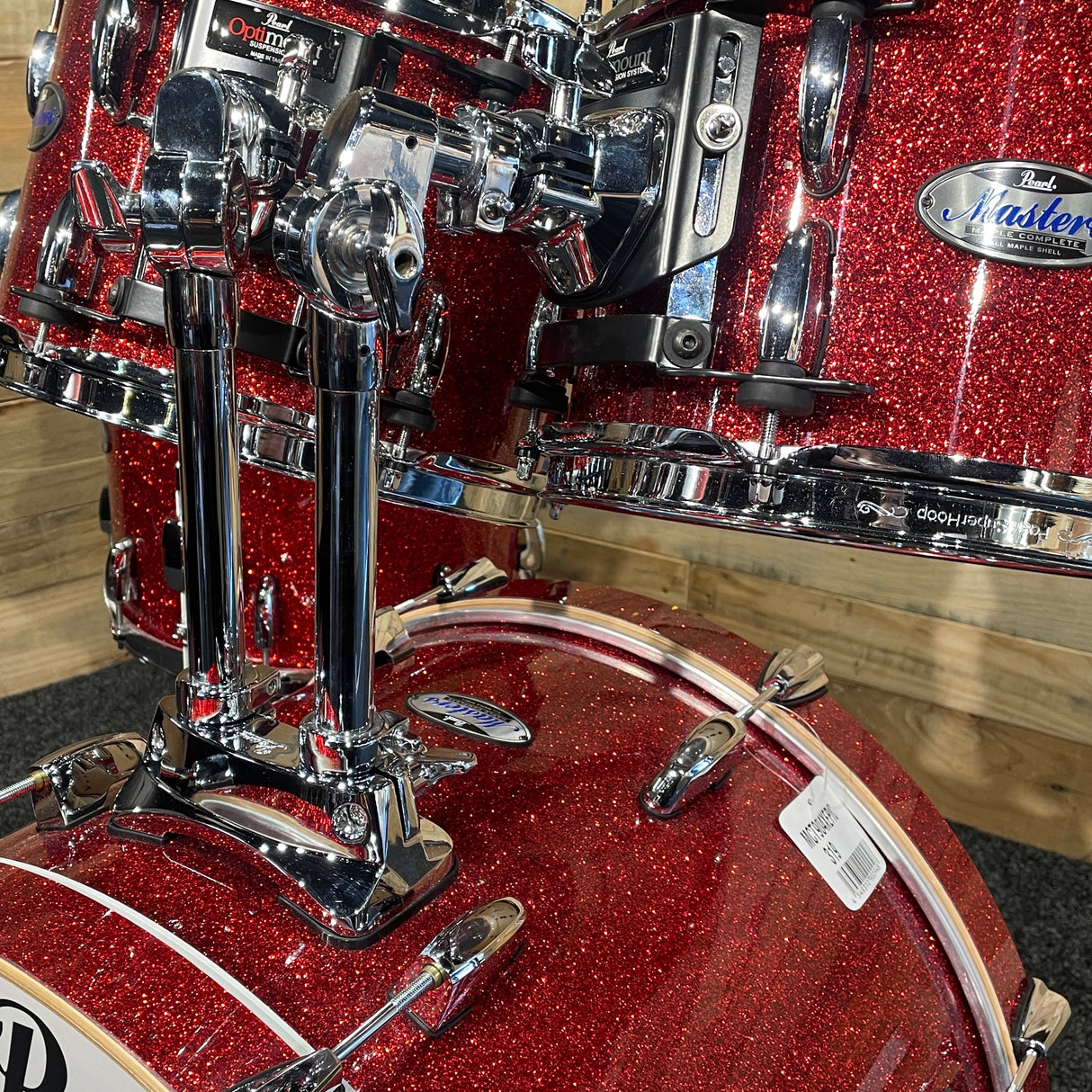 Pre-Owned Pearl Masters Maple Complete Shell Pack In Vermillion Sparkle