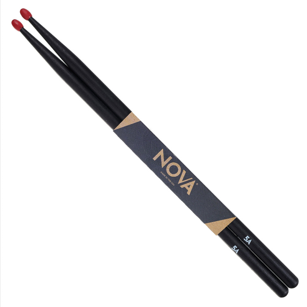 Vic Firth NOVA 5A in Black - Red Nylon Tip Drum Sticks