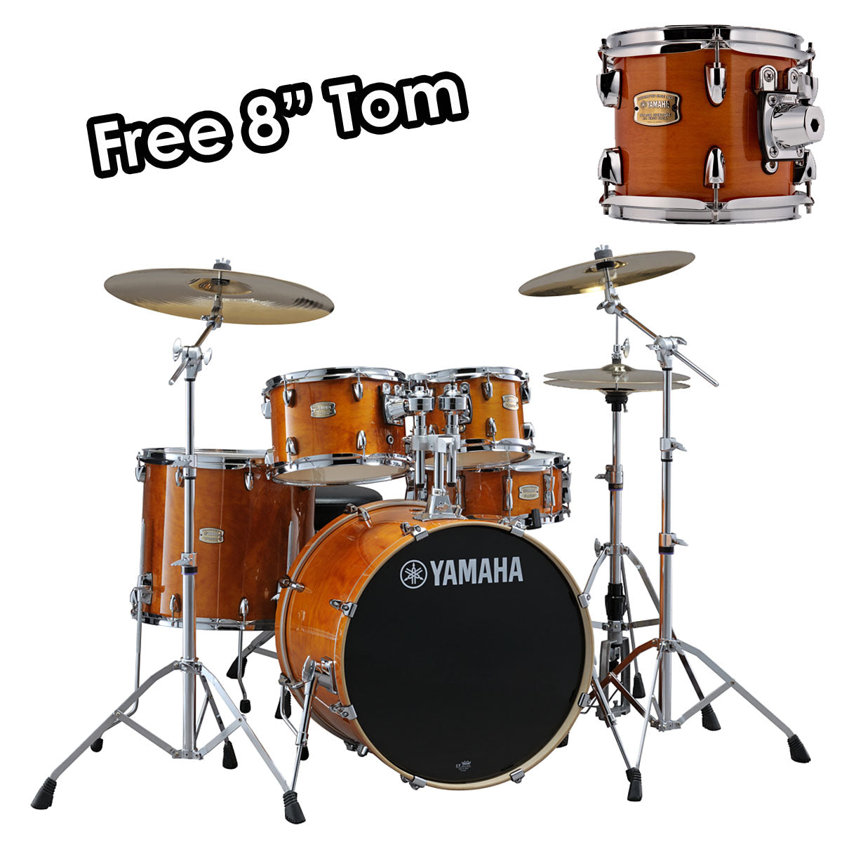 Yamaha Stage Custom Birch 22" Fusion Drum Kit in Honey Amber Including Hardware