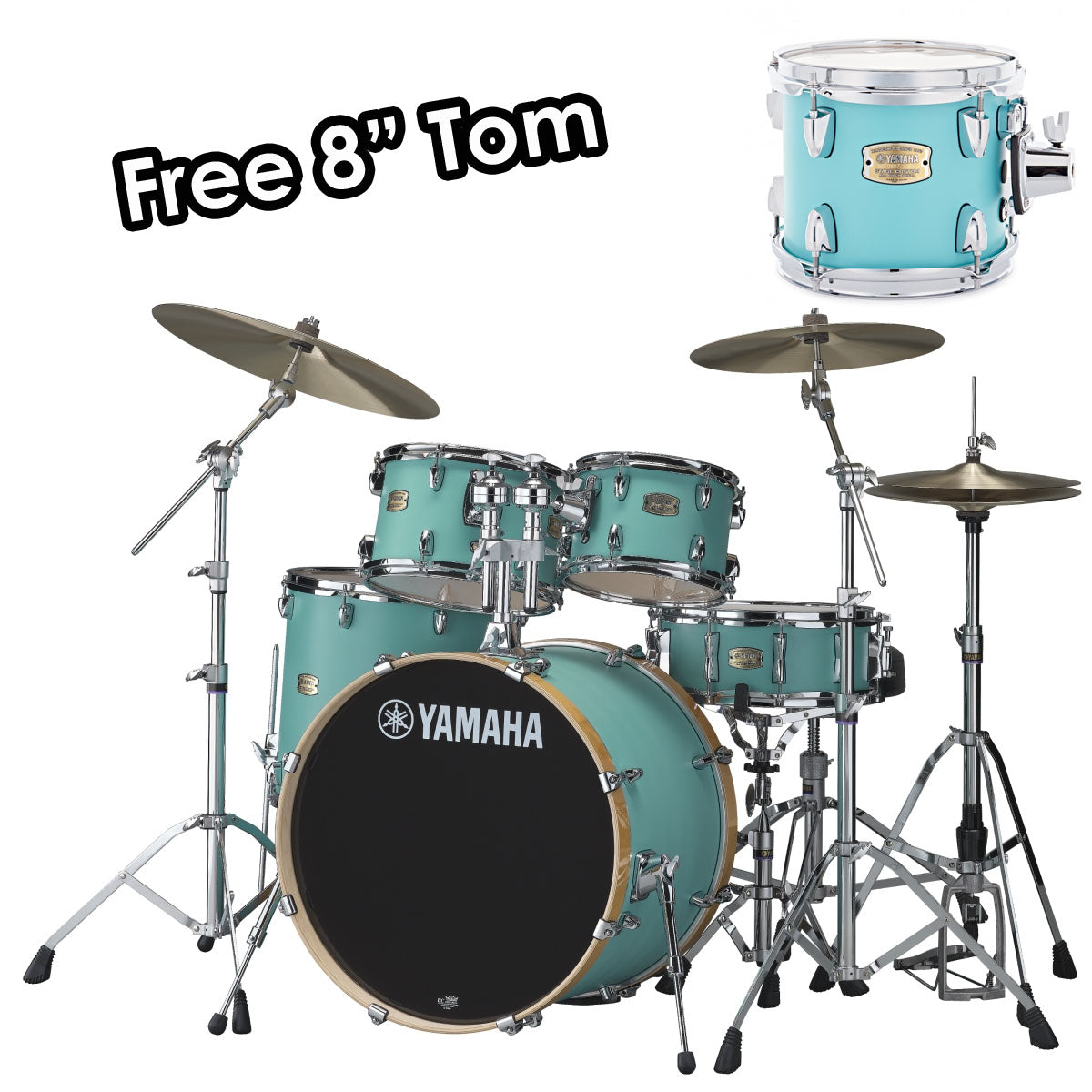 Yamaha Stage Custom Birch 20" Fusion Drum Kit in Matte Surf Green Including Hardware