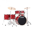 Red Tama drum set on a white background
