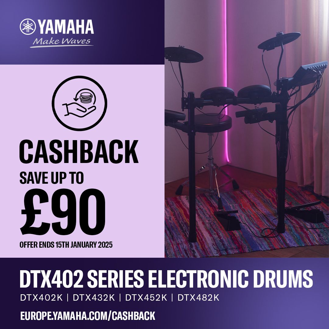 Yamaha DTX 402 Electronic Drum Kit - £45 Cashback Available