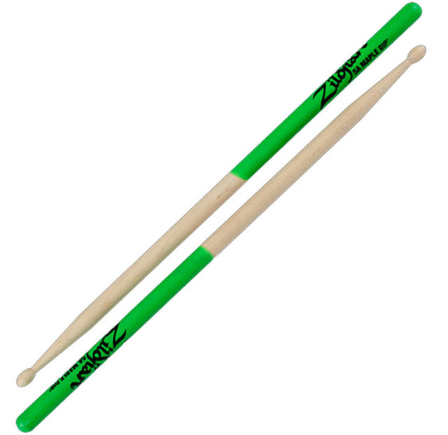 Zildjian 5A Maple Dip Drumsticks in Green - Wood Tip