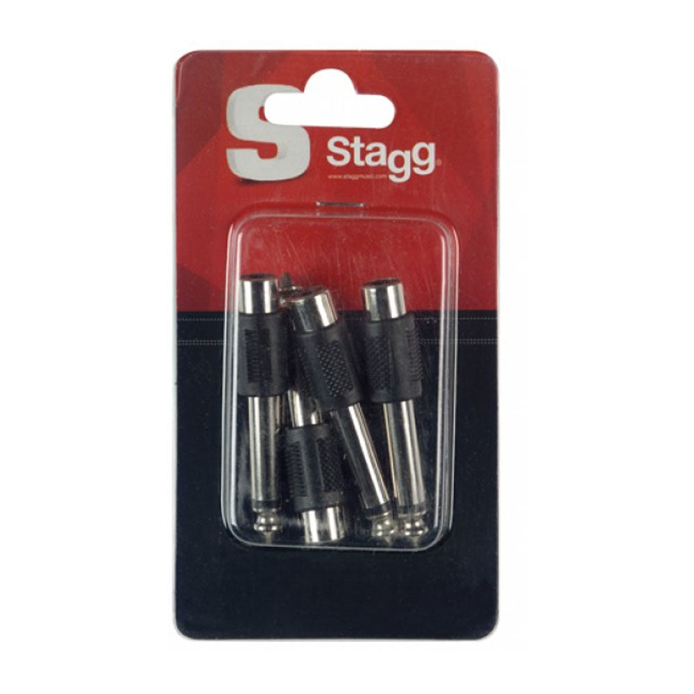 Stagg Audio Adapters -  Phono (RCA) Socket To 1/4" Jack Plug (Pack of 4)