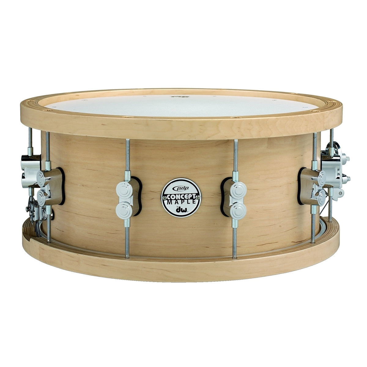 PDP by DW Concept 14"x6.5" 20ply Thick Maple Snare Drum with Wood Hoops in Natural