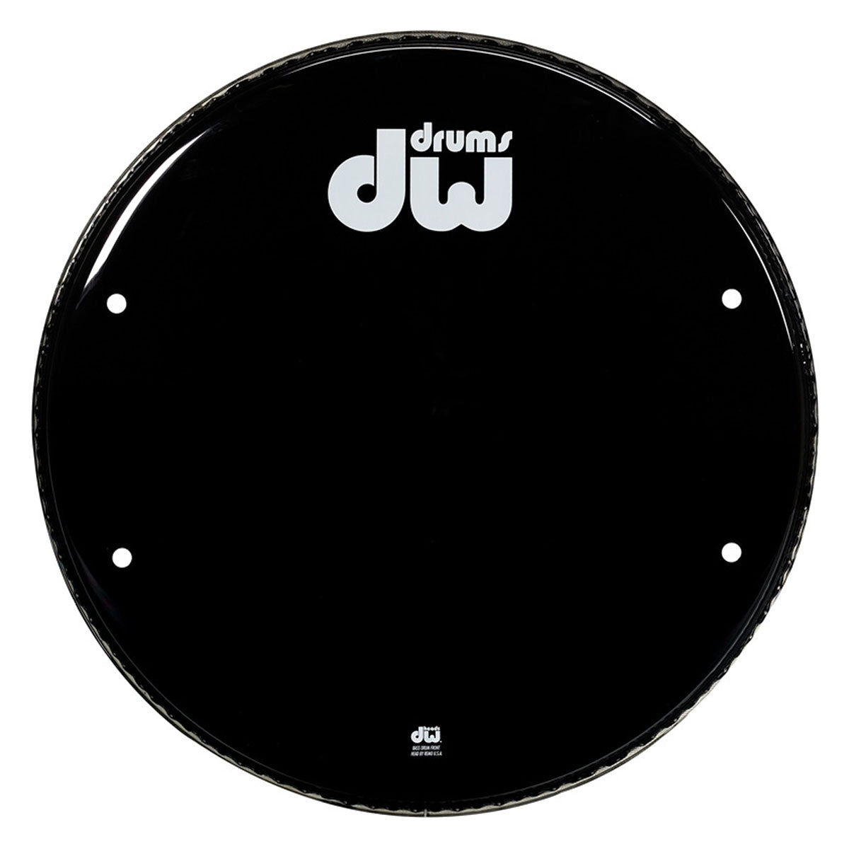 DW Single Ply Vented Logo Bass Drum Heads - Gloss Black
