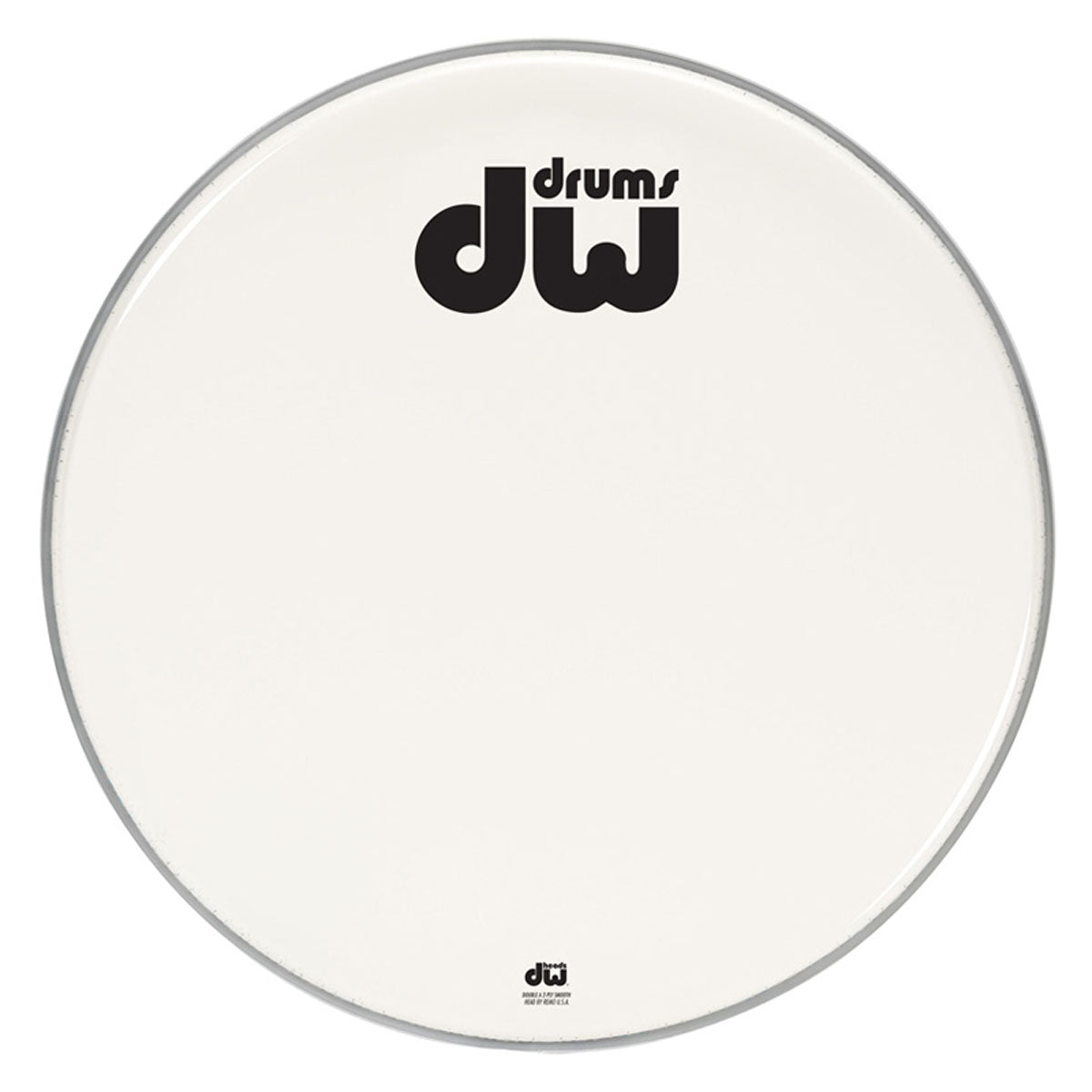DW AA Twin Ply Logo Bass Drum Heads - Smooth White