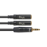 Stagg N-Series Y-Adapter Cable - 10cm Stereo Mini Jack to 2 x Mini Jack Sockets