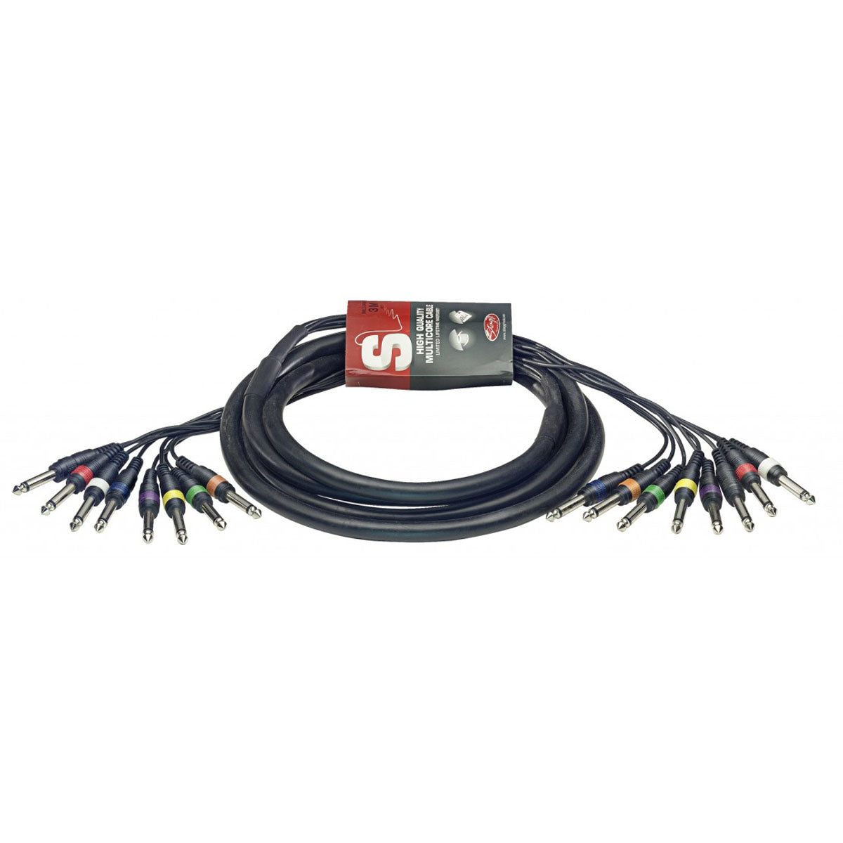 Stagg 3m Multicore Loom Cable - x8 1/4" Jack to x8 1/4" Jack