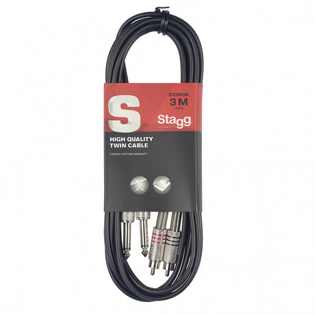 Stagg S-Series Twin Cable - 2 x 1/4" Jack Plug To 2 x Phono (RCA)