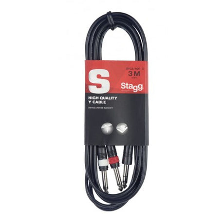 Stagg S-Series Y-Cable - 3m Mono 1/4" Jack Plug To 2 x 1/4" Mono Jack Plugs
