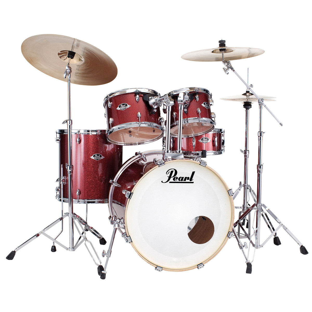 Pearl Export EXX Drum Kit - 22"BD, 10"RT, 12"RT, 16"FT & 14"SD - Black Cherry Glitter