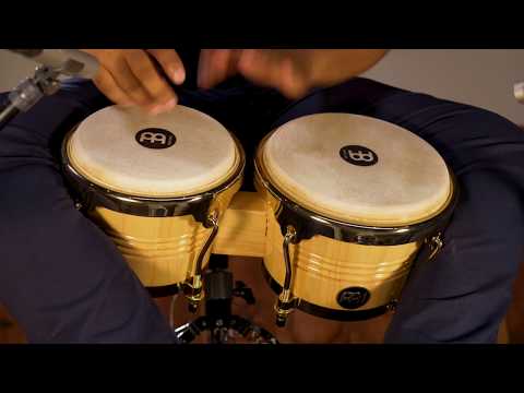 Meinl Wood Series Bongo in Natural with Gold Hardware - 6 ¾" + 8"