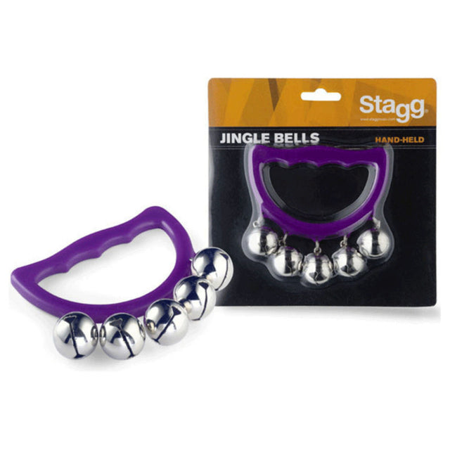 Stagg Plastic Hand Held Sleigh Bells in Purple - 5 Bells